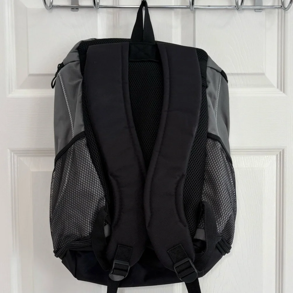 Emerald Waterways Daypack, Backpack Travel Bag -Gray Blue Black Side Pockets EUC